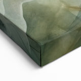 Ethereal Fluid Abstract Line Art - Green and Gold Canvas Print
