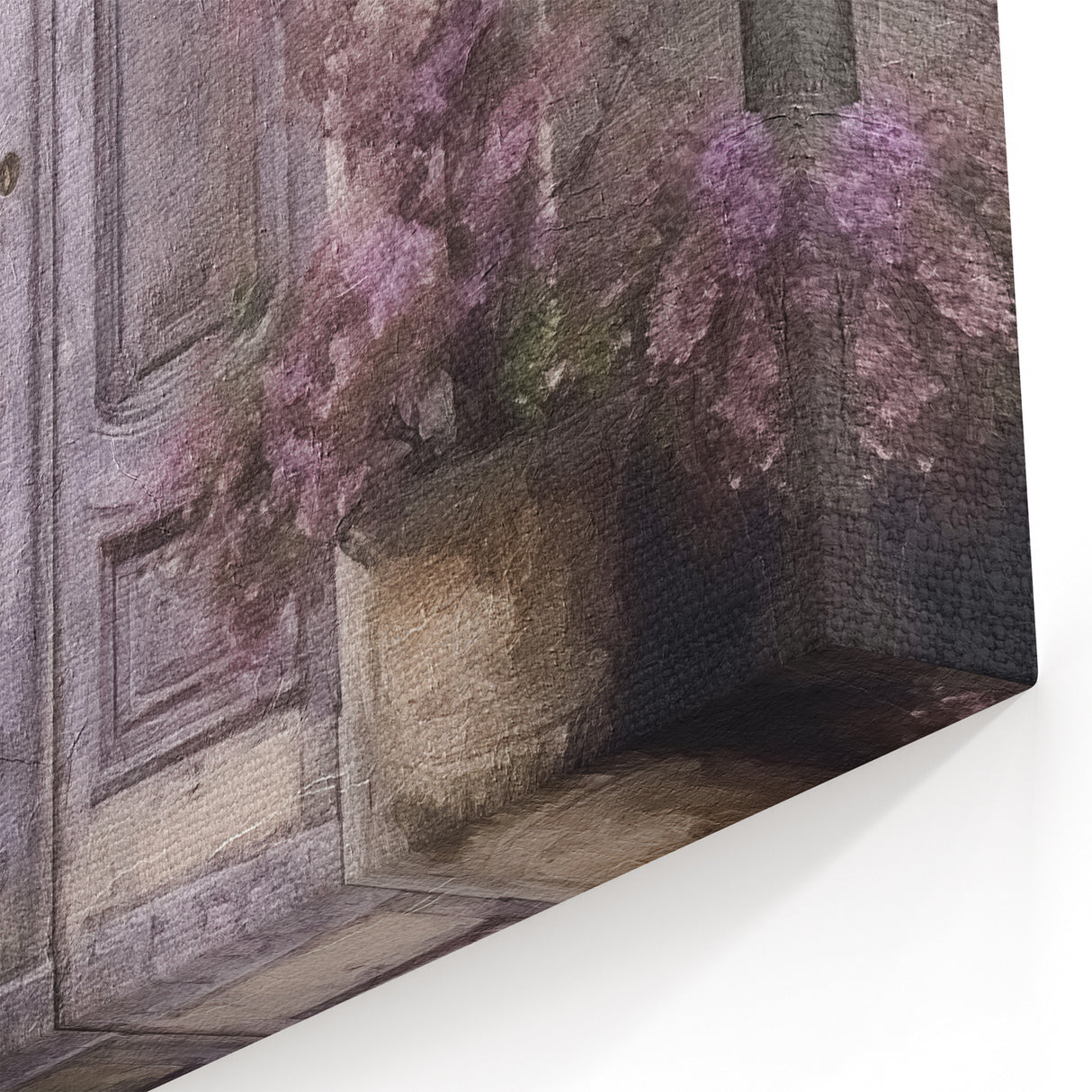 Rustic Lavender French Door Canvas - Vintage Parisian Floral Art