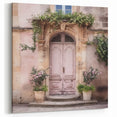 Blush Pink French Door Canvas - Vintage Parisian Courtyard Art Print