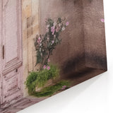 Blush Pink French Door Canvas - Vintage Parisian Courtyard Art Print