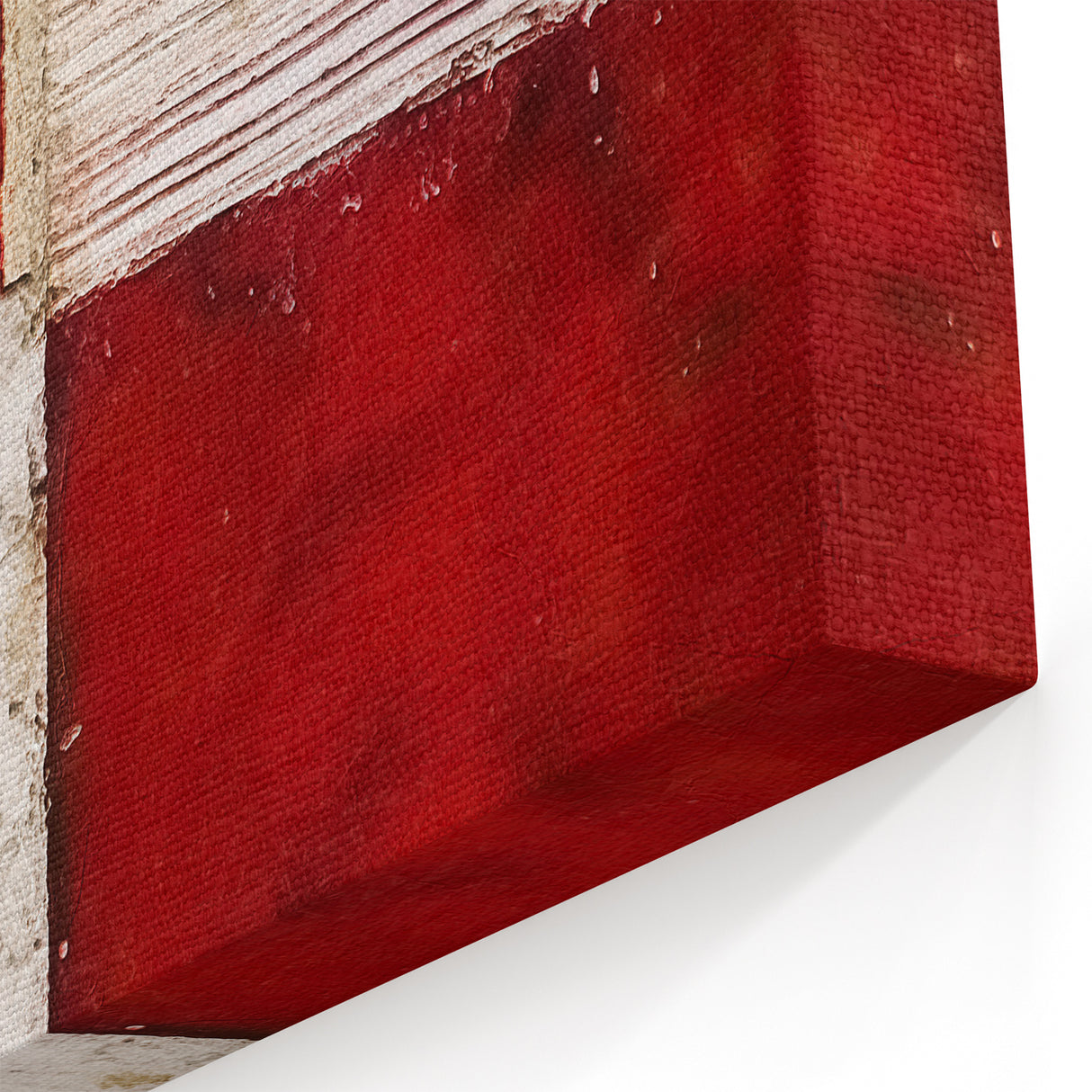 Patchwork Abstract Line Art - Red, Gold, and Beige Canvas Print