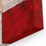 Patchwork Abstract Line Art - Red, Gold, and Beige Canvas Print