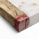 Patchwork Abstract Line Art - Red, Gold, and Beige Canvas Print