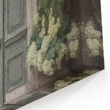 Rustic Green French Door Canvas - Vintage Parisian Floral Wall Art