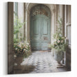 Elegant Blue French Door Canvas - Vintage Parisian Interior Wall Art
