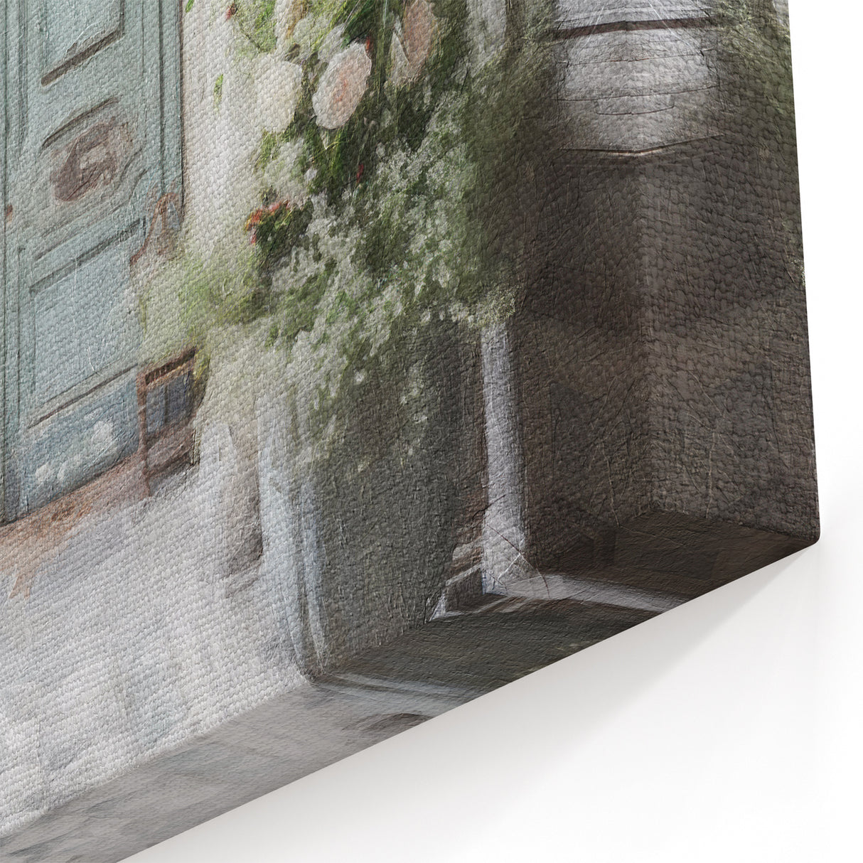 Elegant Blue French Door Canvas - Vintage Parisian Interior Wall Art