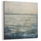 Misty Coastal Abstract Line Art - Blue and Gray Canvas Print
