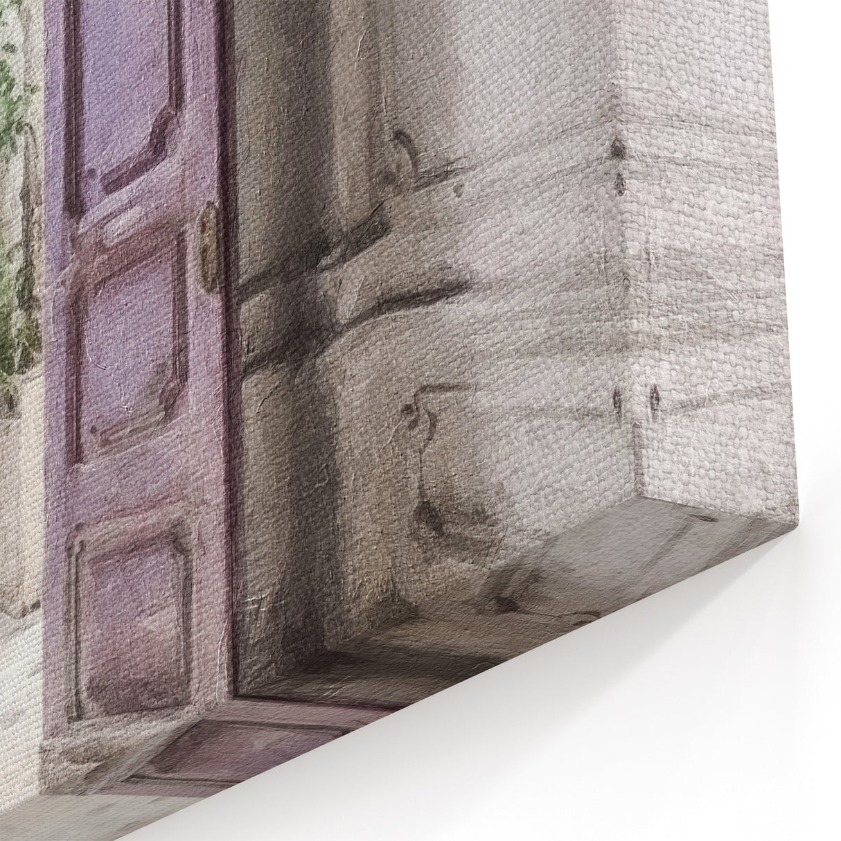 Open Lavender French Door Canvas - Vintage Parisian Courtyard Art