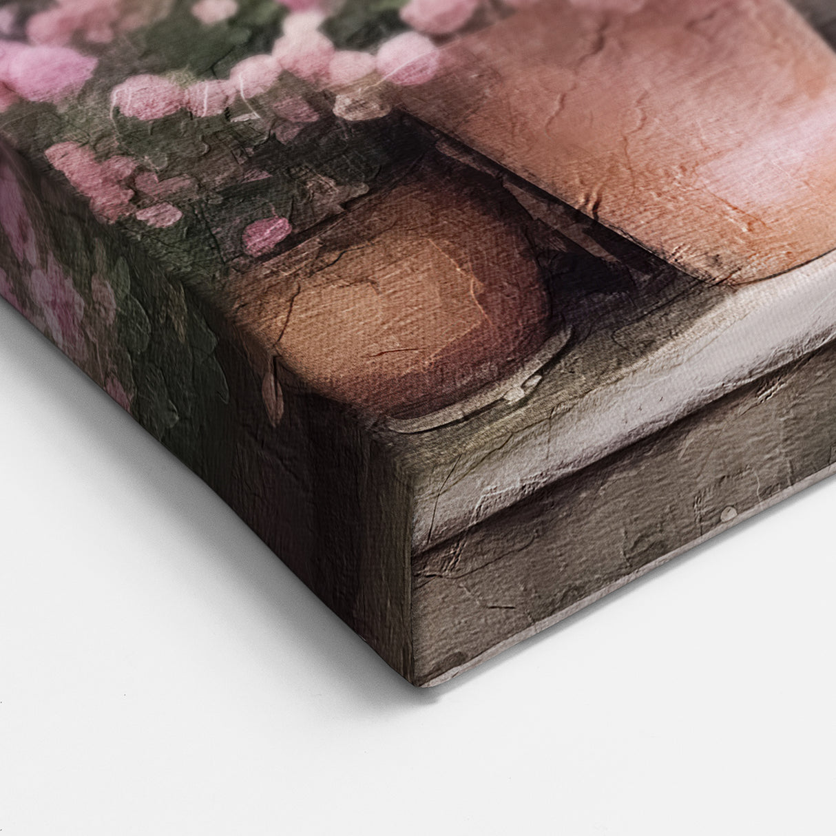 Antique Pink Door Art Print - Parisian Courtyard Floral Canvas Decor