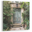 Moss Green French Door Print - Vintage European Courtyard Wall Art
