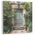 Moss Green French Door Print - Vintage European Courtyard Wall Art