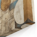 Geometric Abstract Line Art - Blue, Gold, and Beige Canvas Print