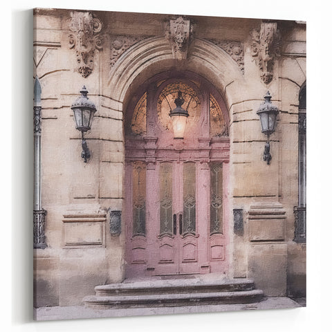 Ornate Rose Door Canvas Print - Vintage Parisian Entrance Art