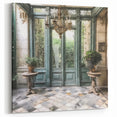 Chateau Green Door Canvas Art - Parisian Conservatory Wall Decor