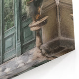 Chateau Green Door Canvas Art - Parisian Conservatory Wall Decor