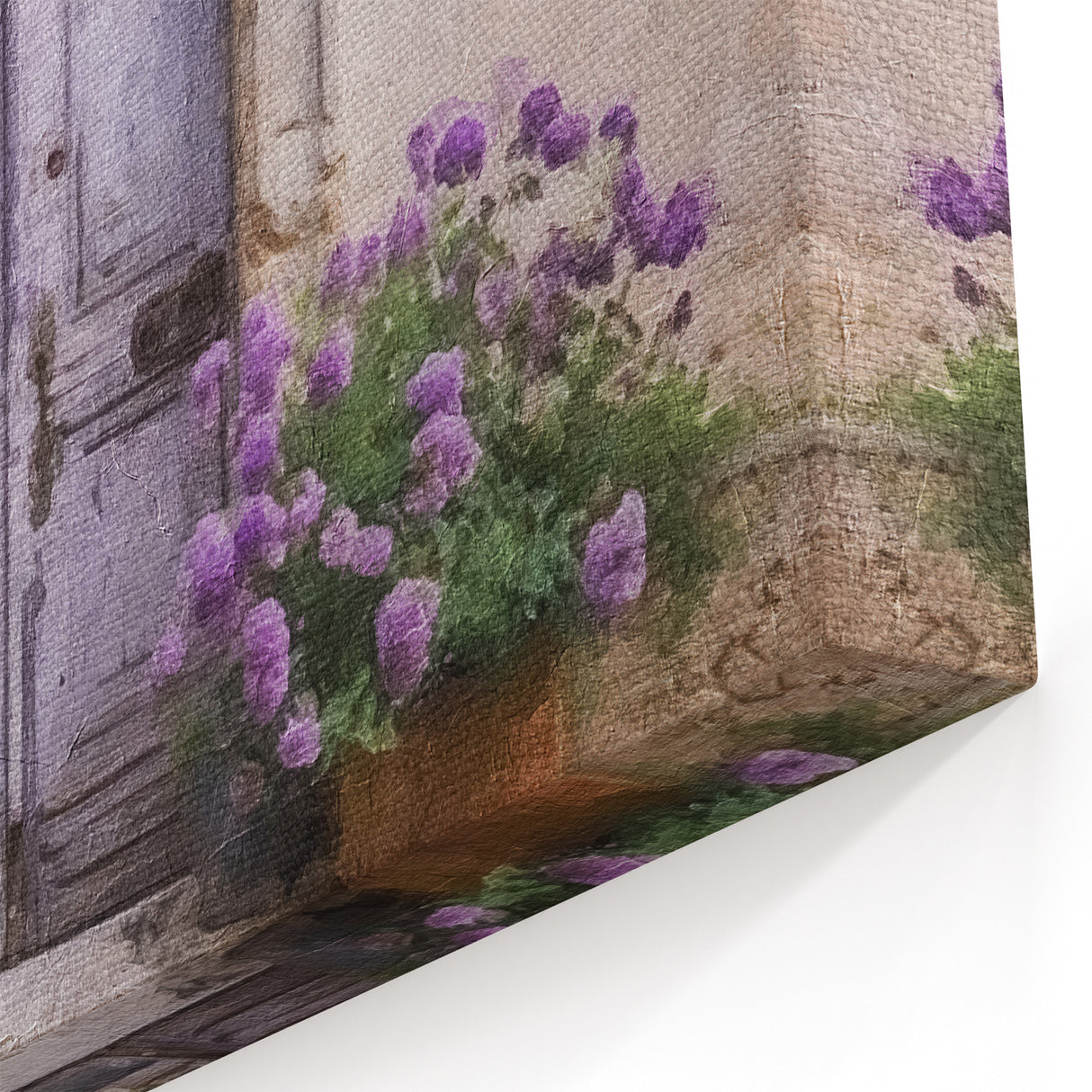 Lavender Door Canvas Print - Rustic French Courtyard Wall Art