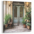 Rustic Blue French Door Art - Vintage Parisian Patio Canvas Print