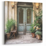 Rustic Blue French Door Art - Vintage Parisian Patio Canvas Print