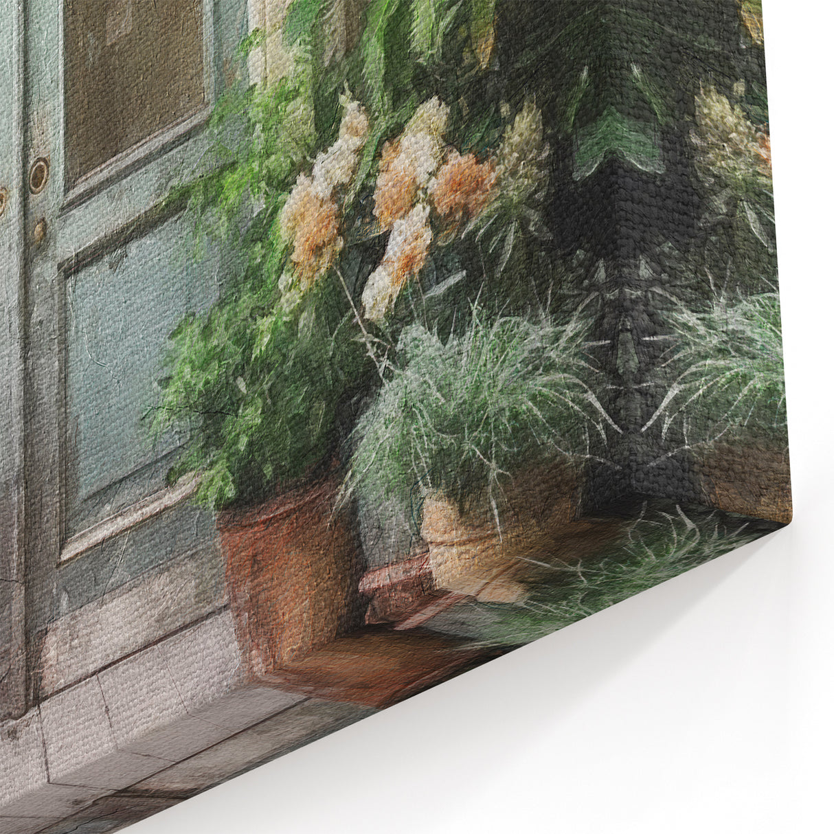 Rustic Blue French Door Art - Vintage Parisian Patio Canvas Print