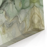 Fluid Green Abstract Line Art - Natural Flow Canvas Print