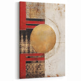Geometric Line Art with Gold Circle - Modern Strokes Abstract Canvas