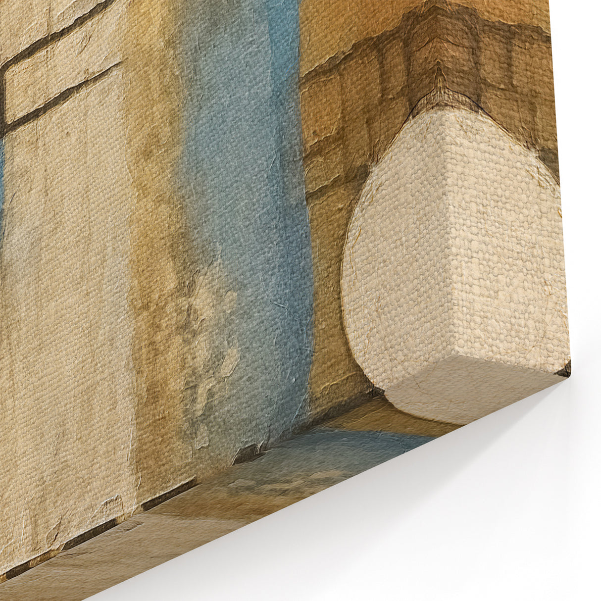 Geometric Line Art Canvas - Blue and Gold Abstract Strokes Design