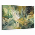 Nature's Harmony Abstract Art - Green and Yellow Fluid Strokes Canvas