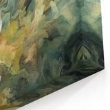 Nature's Harmony Abstract Art - Green and Yellow Fluid Strokes Canvas