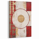 Fiery Passion Abstract Line Art - Red, Gold, and White Geometric Canvas