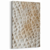 Textured Abstract Line Art - Beige and Cream Scaled Pattern Canvas