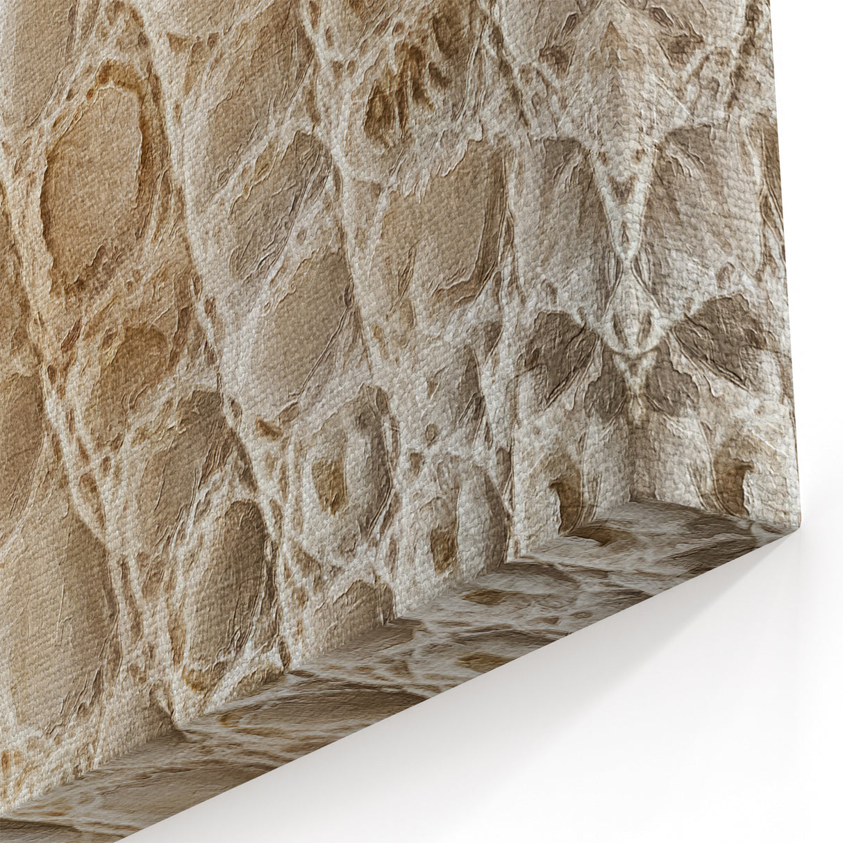 Textured Abstract Line Art - Beige and Cream Scaled Pattern Canvas