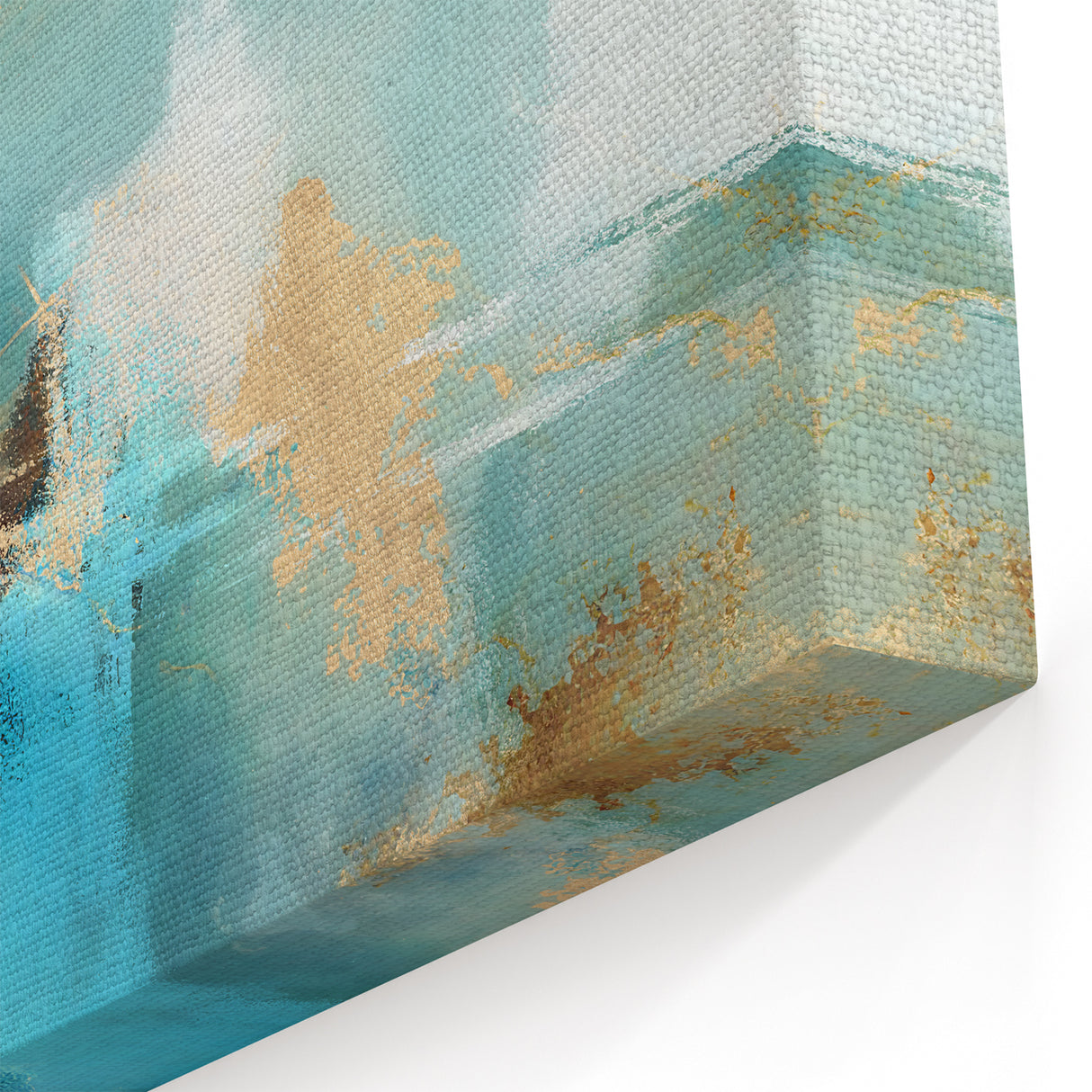 Aqua Dream Abstract Line Art - Teal and Gold Fluid Strokes Canvas