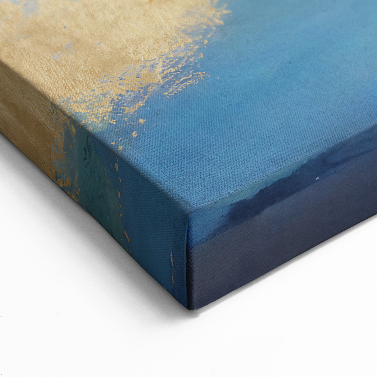 Ocean Wave Abstract Line Art - Navy Blue and Gold Fluid Canvas