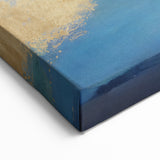 Ocean Wave Abstract Line Art - Navy Blue and Gold Fluid Canvas