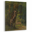 Peaceful Realism Art Print of Deer in a Dense, Lush Forest Landscape