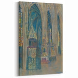 Gothic Realism Art Print of Košice Cathedral Interior with Stained Glass