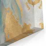 Ocean Breeze Abstract Line Canvas - Blue and Gold Strokes Artwork