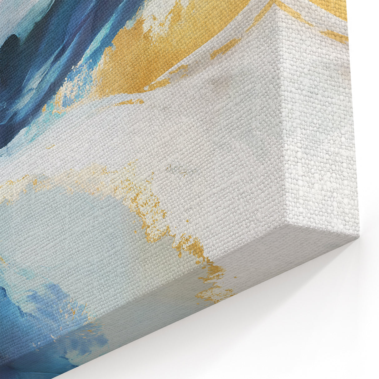 Ocean Waves Abstract Line Art - Blue and Gold Strokes Canvas Print