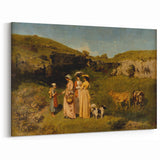 Classical Realism Painting - Young Ladies in Countryside Scene by Courbet