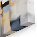 Muted Blue and Orange Abstract Art - Geometric Strokes Canvas Print