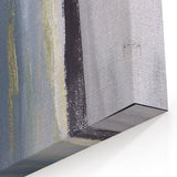 Vertical Lines Abstract Art - Muted Blue and Gold Strokes Canvas Print