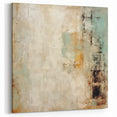 Vintage Beige and Teal Abstract Art - Rustic Brush Strokes Canvas Print