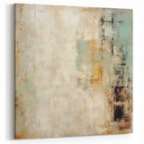 Vintage Beige and Teal Abstract Art - Rustic Brush Strokes Canvas Print