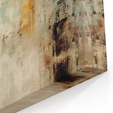 Vintage Beige and Teal Abstract Art - Rustic Brush Strokes Canvas Print