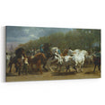 Realism Art Print - Paris Horse Market Scene, Dynamic Historical Painting