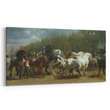 Realism Art Print - Paris Horse Market Scene, Dynamic Historical Painting