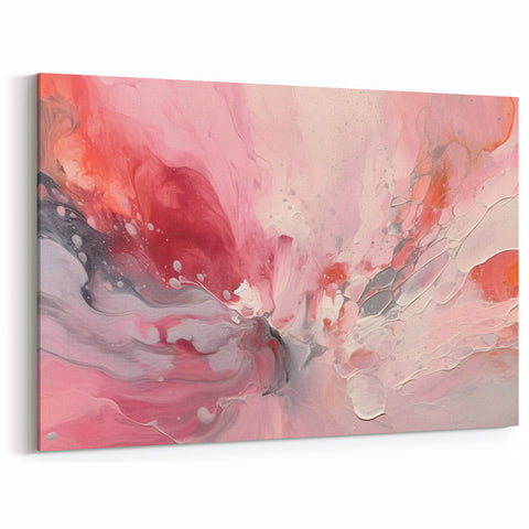 Vibrant Pink and Coral Abstract Art - Fluid Swirling Canvas Print