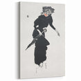 Woman with an Umbrella Realism Art Print - Monochrome Canvas Decor