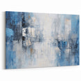Calm Blue and White Abstract Art - Geometric Brush Strokes Canvas