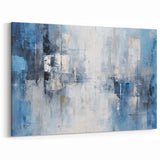 Calm Blue and White Abstract Art - Geometric Brush Strokes Canvas
